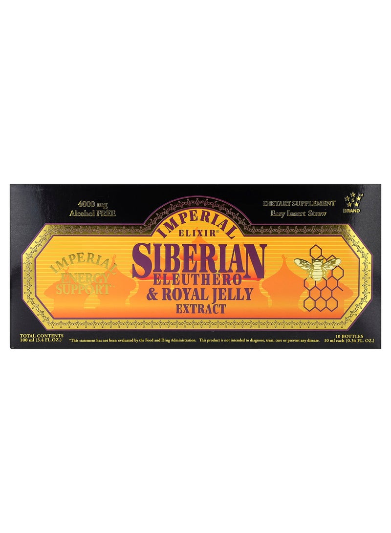 Siberian Eleuthero & Royal Jelly Extract, Alcohol Free, 10 Bottles, 0.34 fl oz (10 ml) Each